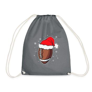 Football américain avec chapeau de Père Noël - Sac de sport léger - gris - Devant