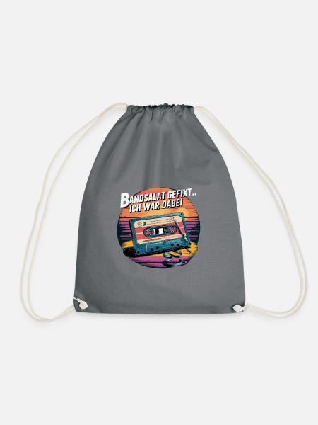Tape salad fixed.. I was there Vintage Cassettes - Drawstring Bag - grey