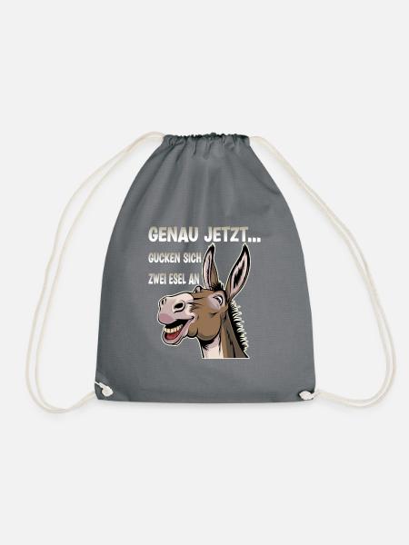 Genau Jetzt Gucken Sich Zwei Esel An - Turnbeutel - Grau