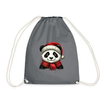 Panda de Noël avec chapeau rouge et écharpe - Sac de sport léger - gris - Devant