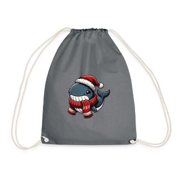 Baleine joyeuse avec chapeau et écharpe de Père Noël - Sac de sport léger - gris - Devant