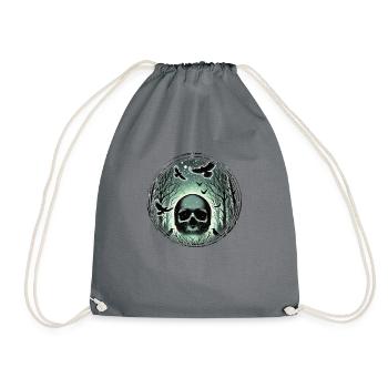 Skeleton Skull Rose Retro Rose Lover Graphic - Drawstring Bag - grey - Front