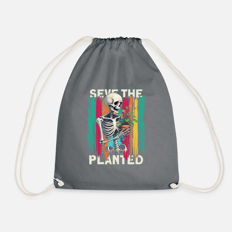 Save The Planet-design Mit Skelett, Das Eine Zarte - Turnbeutel - Grau
