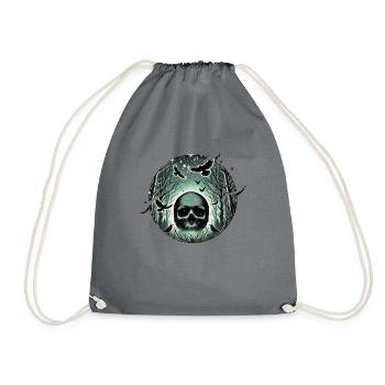 Skeleton Skull Rose Retro Rose Lover Graphic - Drawstring Bag - grey - Front