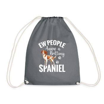 Dog Ew, folks. aw, a Brittany Spaniel - Drawstring Bag - grey - Front