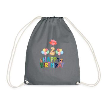 Happy Birthday 2nd Birthday - Drawstring Bag - grey - Front