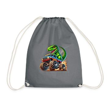 Dinosaure aventureux sur un camion monstre - Sac de sport léger - gris - Devant