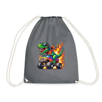 Dinosaure aventureux sur un camion monstre - Sac de sport léger - gris - Devant