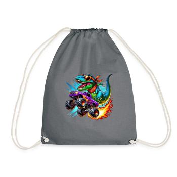 Dinosaure aventureux sur un camion monstre - Sac de sport léger - gris - Devant
