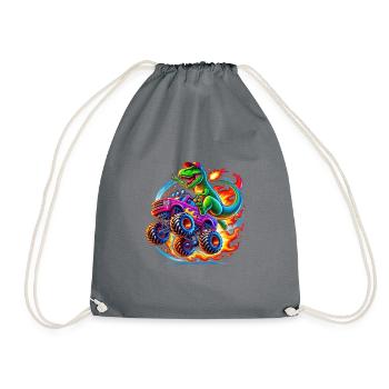 Dinosaure aventureux sur un camion monstre - Sac de sport léger - gris - Devant