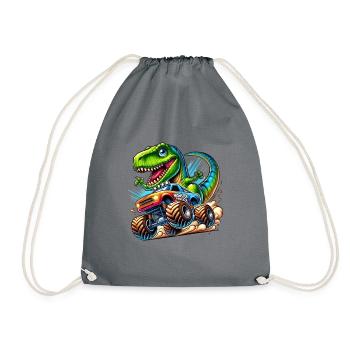Dinosaure aventureux sur un camion monstre - Sac de sport léger - gris - Devant