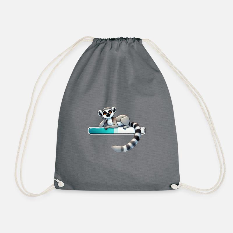 Cute lemur with loading bar illustration - Drawstring Bag - grey