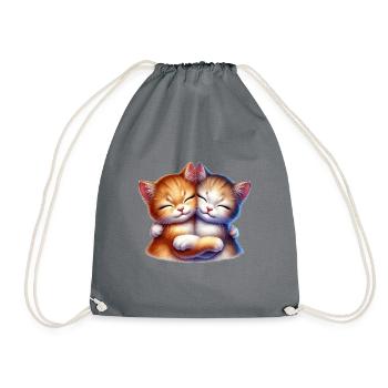 Deux chatons câlins dans une étreinte affectueuse - Sac de sport léger - gris - Devant