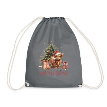 Mooey Christmas Mit Weihnachtsbaum und Geschenken - Turnbeutel - Grau - Vorne
