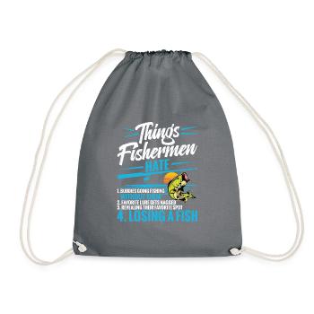 Things Fishermen Hate 1. Friends Who Fish Joke - Drawstring Bag - grey - Front