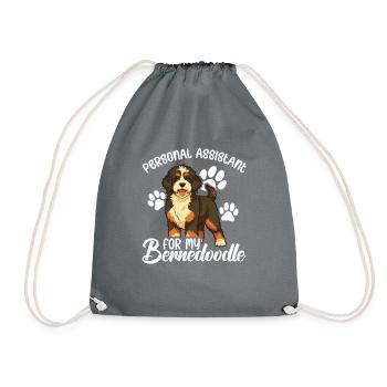 Personal assistant for my Bernedoodle - Drawstring Bag - grey - Front