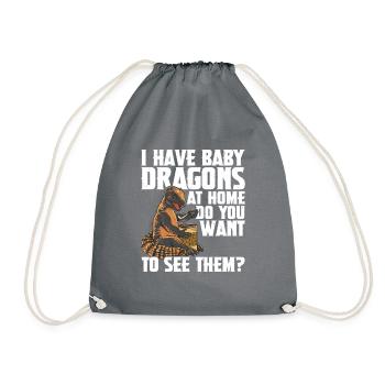 I have baby dragons at home, do you want them - Drawstring Bag - grey - Front