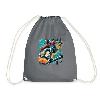 Skater on the Skateboarder Design Skatebording - Drawstring Bag - grey - Front