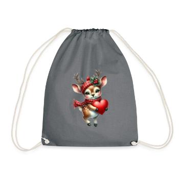 Renne mignon avec cœur pour la période de Noël - Sac de sport léger - gris - Devant