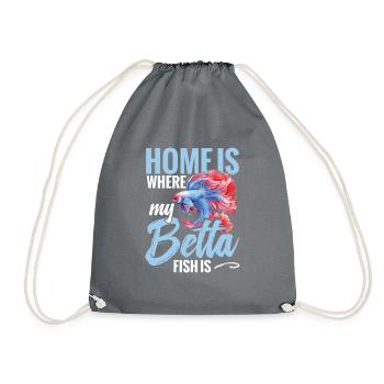 Home is where my betta fish is - Drawstring Bag - grey - Front