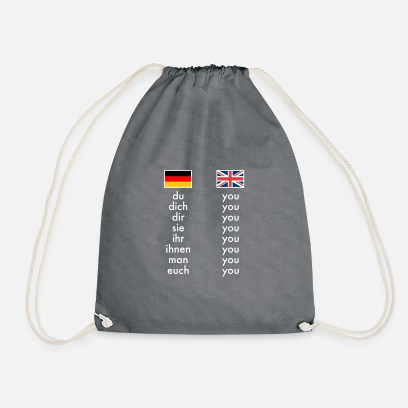 Englisch Deutsch Grammatik Lernen Witzige Lehrer - Turnbeutel - Grau