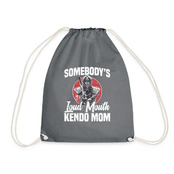 Someone's Loud Mom, Kendo-mama - Drawstring Bag - grey - Front
