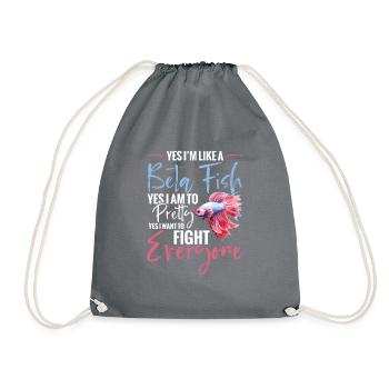 Yes, I'm like a fighting fish. Yes, I'm pretty - Drawstring Bag - grey - Front