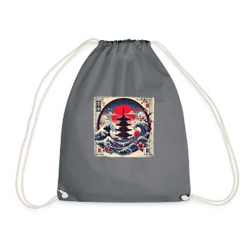 Traditionelle Japanische Pagode, - Turnbeutel - Grau - Vorne