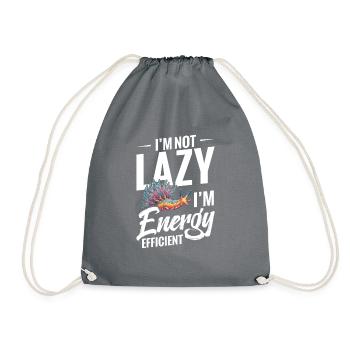I'm not lazy, I'm energy efficient, - Drawstring Bag - grey - Front