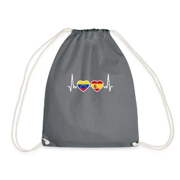 Venezuela Spanien Herzschlag Flagge Venezolaner - Turnbeutel - Grau - Vorne