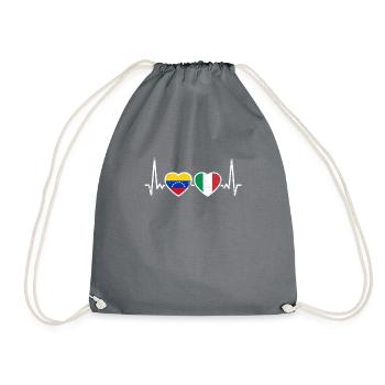 Venezuela Italy Heartbeat Flag Venezuelans - Drawstring Bag - grey - Front