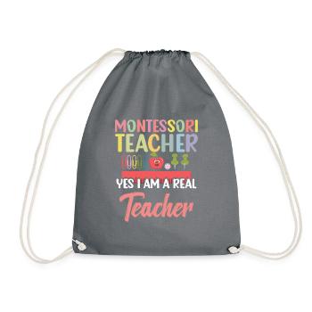 Montessori teacher: Yes, I am a real teacher - Drawstring Bag - grey - Front