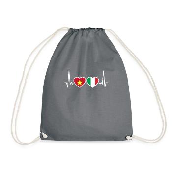 Vietnam Italy Heartbeat Flag Vietnamese - Drawstring Bag - grey - Front