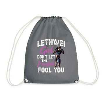 Lethwei Girl, Don't Let Your Ponytail - Drawstring Bag - grey - Front