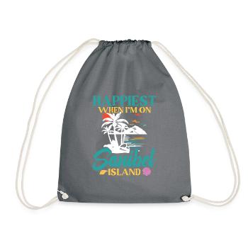 Happiest when I'm on Sanibel Island - Drawstring Bag - grey - Front