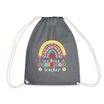 I love being a Montessori teacher. - Drawstring Bag - grey - Front