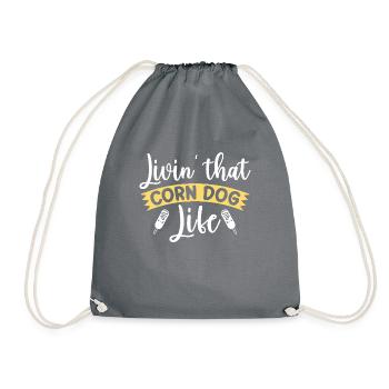 Hot Dog Costume Camping Outfit - Drawstring Bag - grey - Front