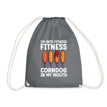 Hot Dog Costume Camping Outfit - Drawstring Bag - grey - Front