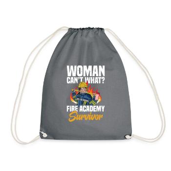 Woman can't do what? Fire Academy Survivor - Drawstring Bag - grey - Front