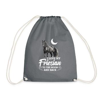 I love my Friesian to the moon and back - Drawstring Bag - grey - Front