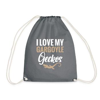 I love my gargoyle geckos - Drawstring Bag - grey - Front