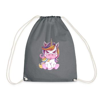 Angry unicorn with rainbow mane - Drawstring Bag - grey - Front