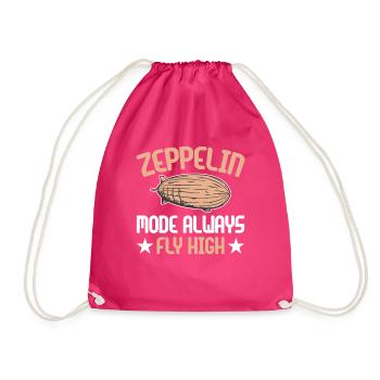 Vintage Zeppelin Airship 70 Years - Drawstring Bag - fuchsia - Front