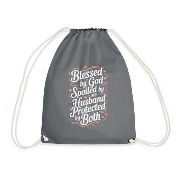 by God by my husband - Drawstring Bag - grey - Front