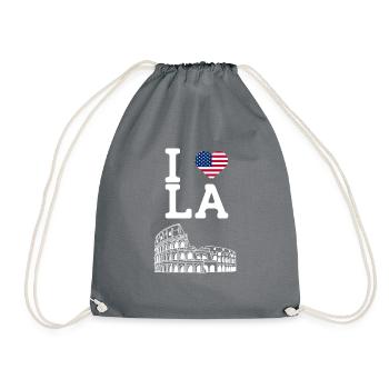 Ich liebe Los Angeles Cool Heart Flagge Kolosseum Wortspiel - Turnbeutel - Grau - Vorne