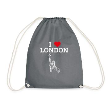 I Love London Statue Of Liberty Heart Love England - Drawstring Bag - grey - Front