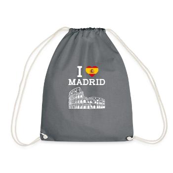 I Love Madrid Spain Heart Flag Lover Colosseum Pun - Drawstring Bag - grey - Front