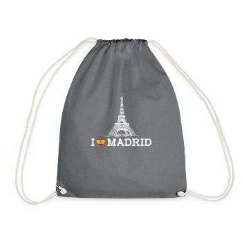 I love Madrid Cool Heart Flagge Eiffelturm Humor - Turnbeutel - Grau - Vorne