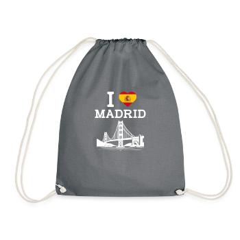 J’aime Madrid Cool Golden Gate Bridge Espagne Drapeau - Sac de sport léger - gris - Devant