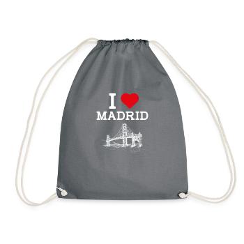 I love Madrid Golden Gate Brücke Spanien Liebhaber Flagge - Turnbeutel - Grau - Vorne